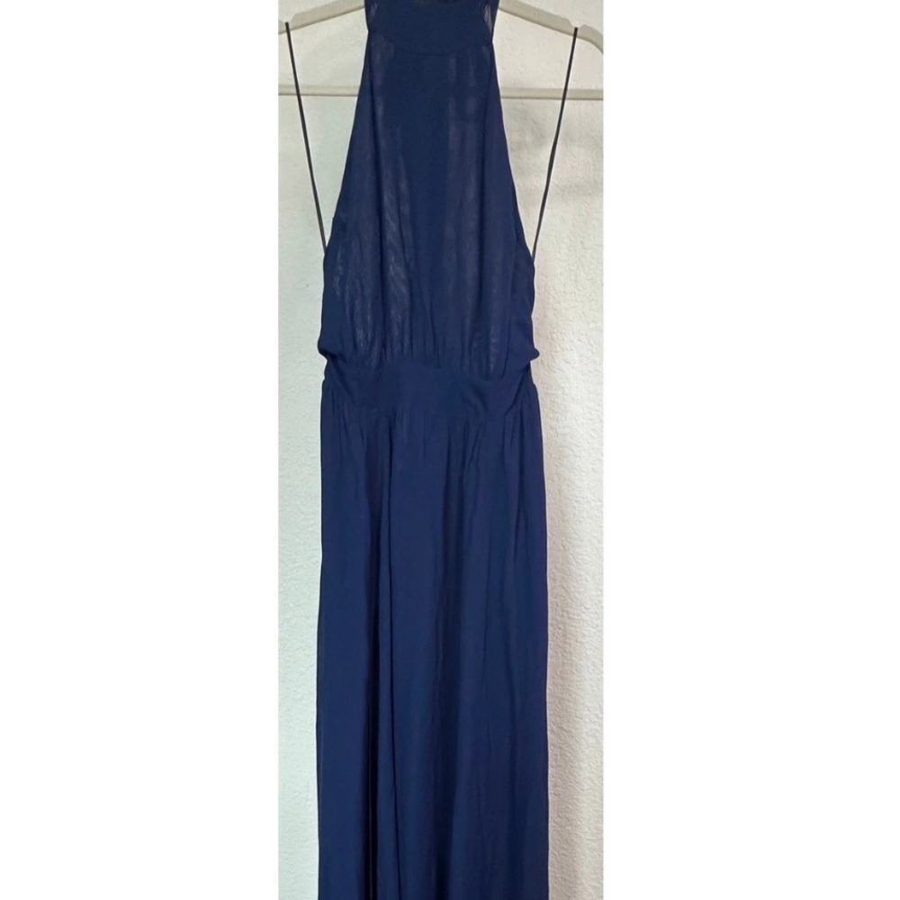 Reformation Andee Dress - Blue Halter Maxi Side Slit Size 10 - Picture 8 of 9